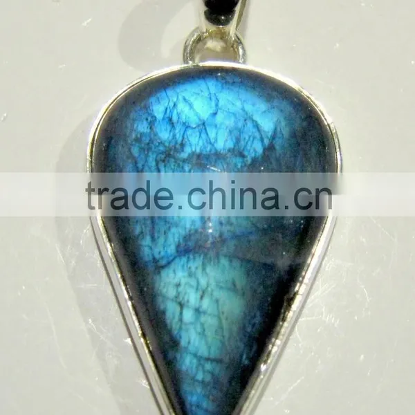 Labradorite Pear Cabochon Natural Gemstone Pendant, 925 Solid Sterling Silver Pendants, Designer Bezel Pendant photo-2
