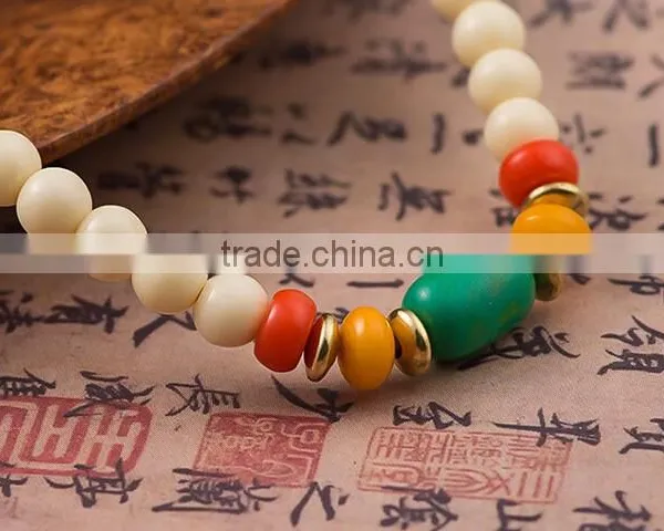 6mmx108Beads Women's Men's Artificial Hippopotamus Tooth Round Beads Bracelet photo-6