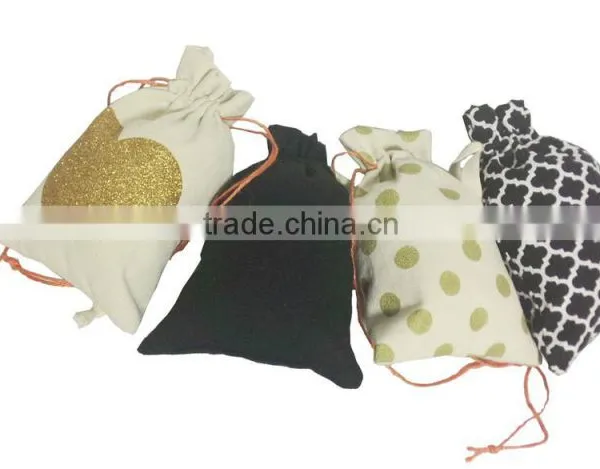 Mini Fabric Gold Stamping Jewellery Pouch With Drawstring photo-3