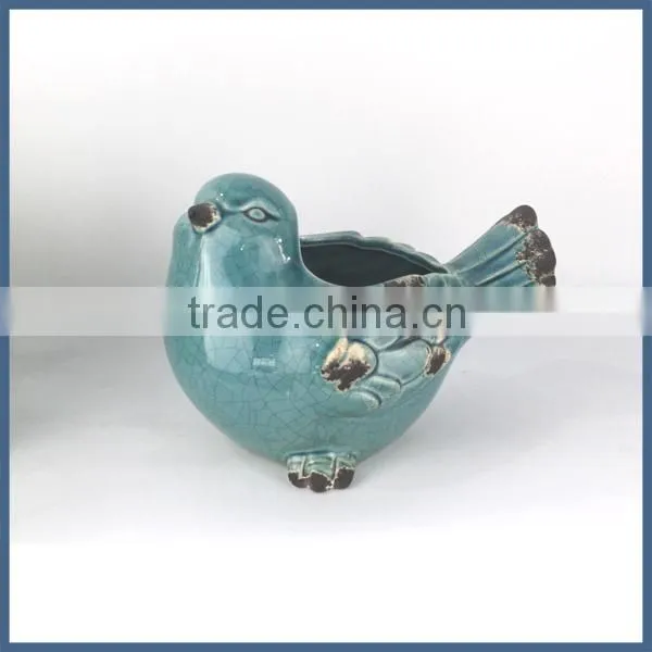 Ceramic home decoration blue ceramic little bird figurine