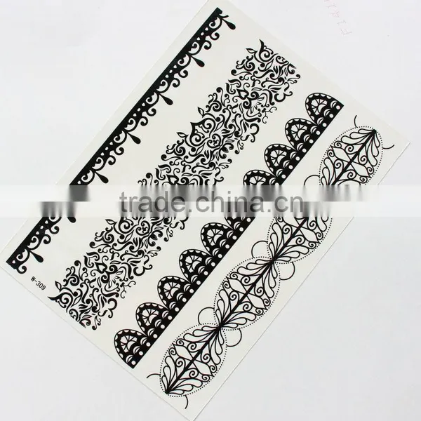 Martial Arts Fans Black Water Transfer Temporary Bridal Lace White Sexy Durable Tattoo Sticker photo-2