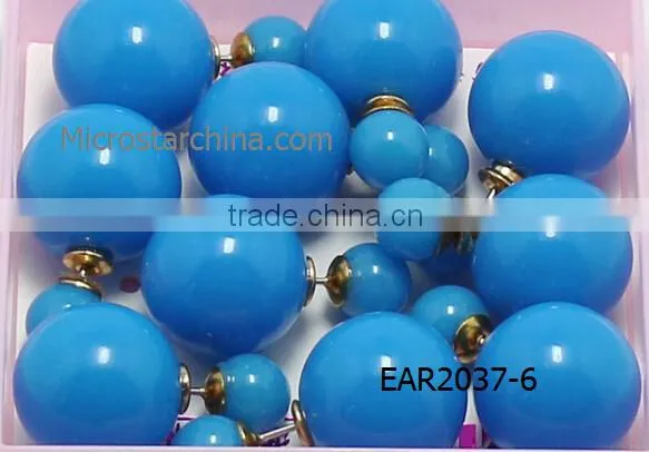 Wholesale Women Fashion Pearl Earring Two Ball Magnetic Ear Stud photo-6