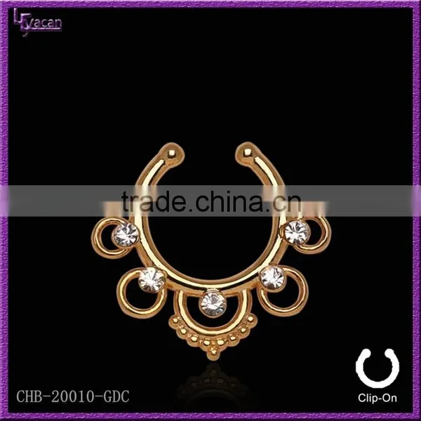 Floral Round Paved Gems Gold Nose Ring