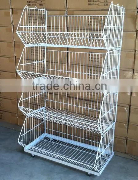 RH-BR01 White Color Light Dusty Stackable Basket Rack,Stacking Wire Basket