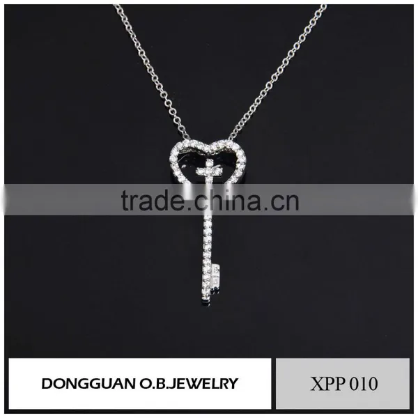 Crystal Necklace Pendant, Fashion LOVE Shape Pendant Jewelry With Imitation White Gold Plated photo-3