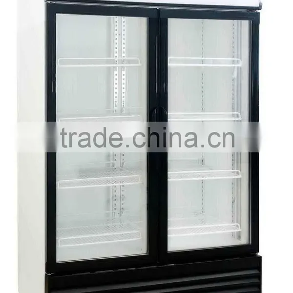 2016 New Double-door Beverage Display Fridges With Glass Door Refrigeration Showcase