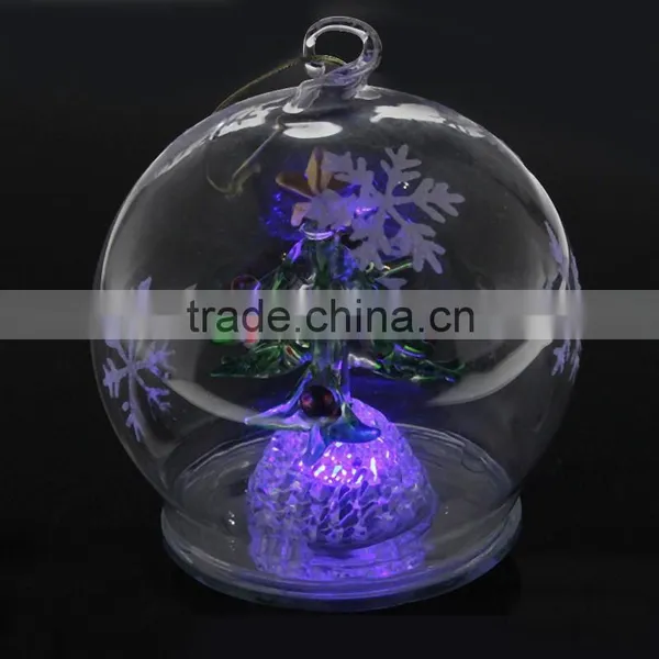 Christmas Glass Inside Painting Ball Xmas Ball ,clear Glass Christmas Ball With LED Light photo-5