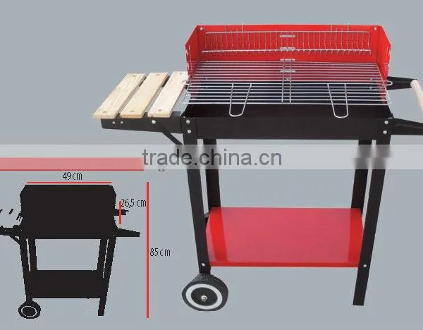 Quality Trolley Charcoal Bbq Grill With Two Wheels, Wholesale Bbq Wood