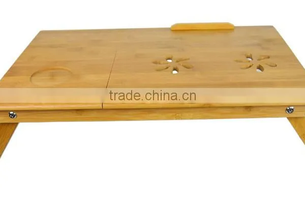 Bamboo Multi-Position Adjustable Laptop Computer Desk & Serving Bed Tray With Drawer photo-3