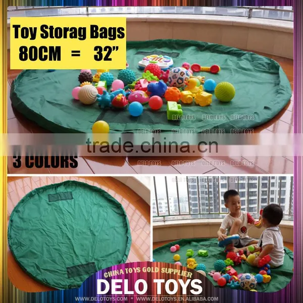 32" Baby Kids Play Floor Mat Toy Storage Bag Organizer Quickly Easily Folds Up, Perfect for Building Blocks DE00017