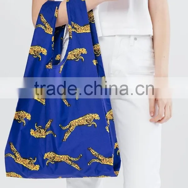 Assorted Color ECO Handle Grocery Trendy Sturdy Foldable Pocket Tote Bag Folded up and Stored in a Small Carrying Pouch photo-2