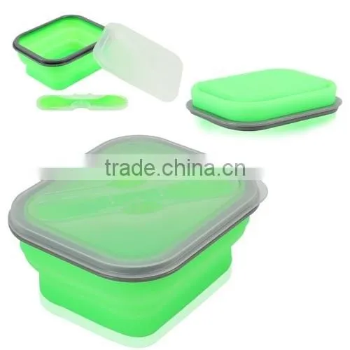 Hot Sell 2 Compartment Silicone Lunch Box,promotional Silicone Collapsible Lunch Box photo-2