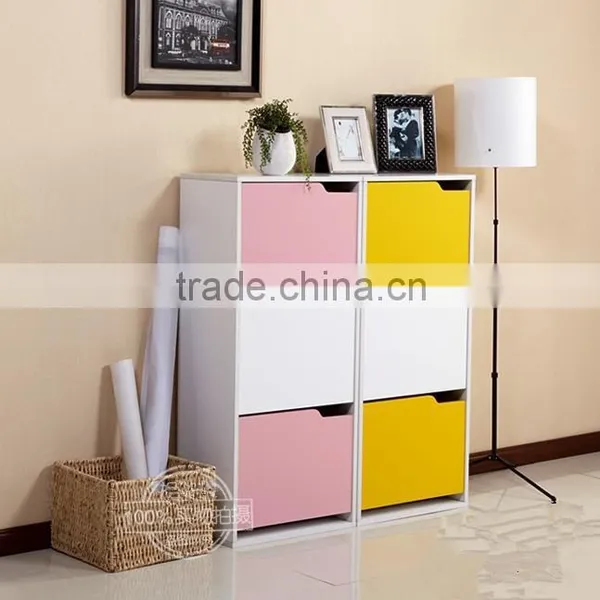 Colorful Entrance Wooden Tall Shoe Cabinet photo-2