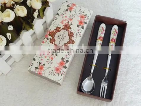 Ceramic Handle Stainless Steel Set Spoon and Fork Set photo-6