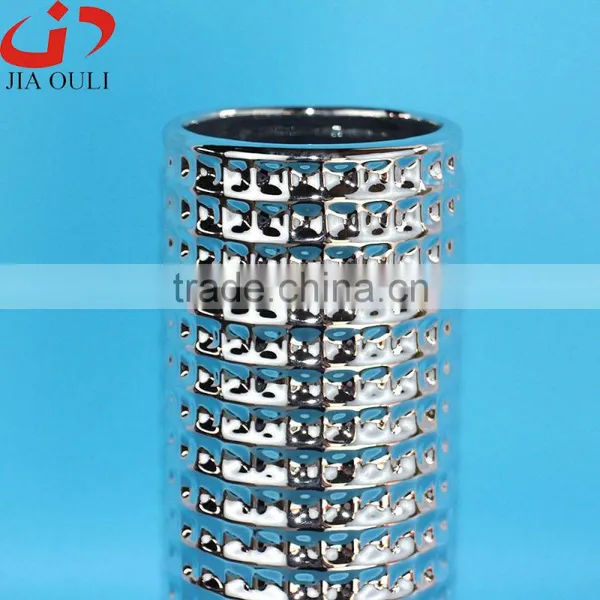 Quality Silver Plating Ceramic Home Decor Vases , Silver Vase photo-3