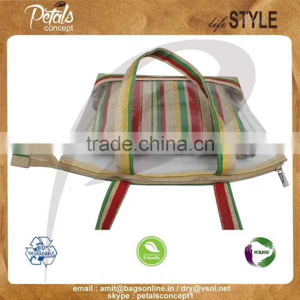 See Through PVC / PP Laminated Jute Bag With Pouch photo-5