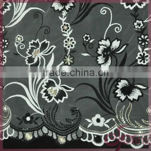 Elegant Embroidery Design Mesh Fabric, Flower Sequin Fabric for Dress photo-2