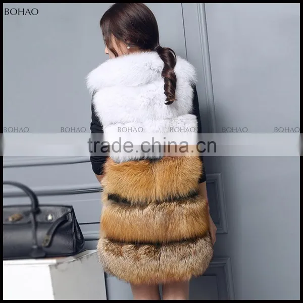 China Supplier Womens Luxury Long Fox Gilet Silver Fox Fur Vests photo-3