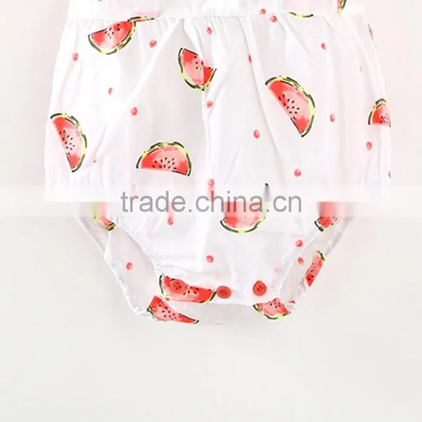 Custom-made Summer Fly Short Sleeve Pink Watermelon Rompers photo-5