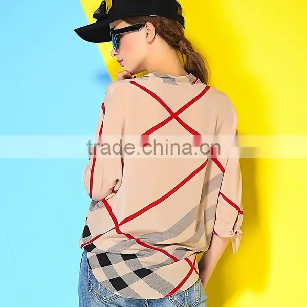 2015 HOYUGO Women Fashion Casual Blouse Designs, Smart Casual Wear Blouse, Silk Casual Blouse for Fat Woman. photo-2