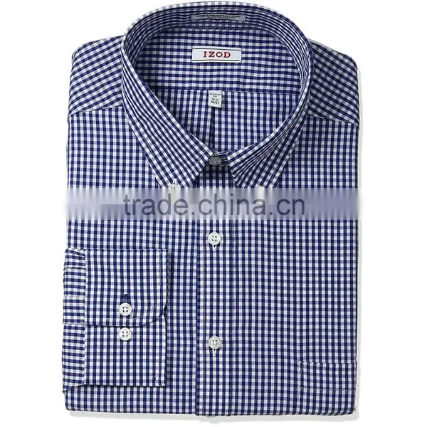 High Quality Embroidered Check Shirt Brand Name Men Dress Shirts photo-3