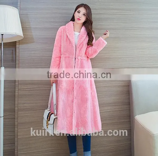 2016 Fur Coat Women's New 2016 Winter Overcoat Female Outerwear Real Rabbit Fur With Long DesignThicken Warm Top Fur Jacket photo-3