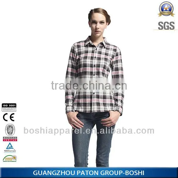OEM Women Fashion Plaid Fannel Casual Shirt Factory Price photo-6