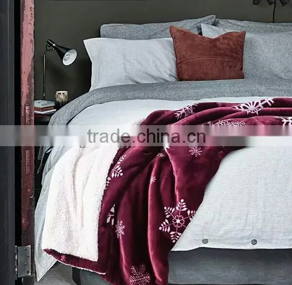 100% Polyester Bed Sheet Set Comfy Crochet Knit Christmas Print Throw Plush Fleece Blanket Korean Blanket for Home Textile photo-5