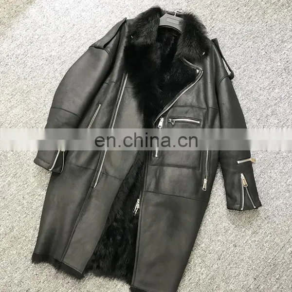2016 Hot Sale Warm Winter Ladies Shearling Sheepskin Long Coat photo-6