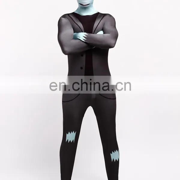 Dark Gray Business Zentai Second Skin Pilot Tuxedo Suit Fancy Dress Costume photo-3