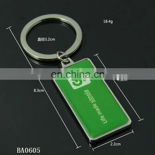 Cheap Custom Epoxy Sticker Logo Rectangle Blank Alloy Keychain photo-4