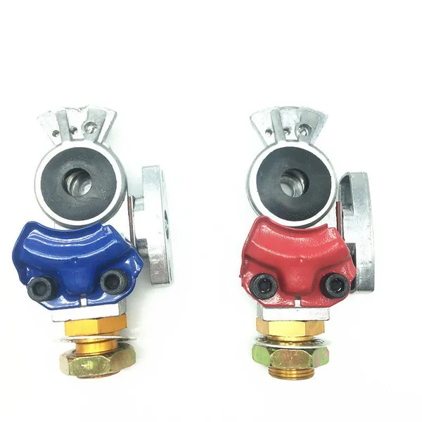 Emergency Gladhands With Valve Switch Die Cast Aluminum Valve Glad Hands Universal Air Hose Brake Coupling Connector Handshake Kit for Truck Semi Trailer Tractor RV