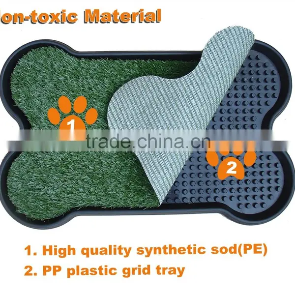 (1007) Pet Product Indoors 2-piece Pet Bed Non-toxic Sythetic Grass Bone Shape Pet Pad photo-2