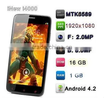 INew I4000 MT6589T 1.5ghz Quad Core Cellphone 2GB RAM 32GB ROM 5.0" IPS FHD Screen 1920x1080 Pixels 3G Smart Mobile Phone. photo-2