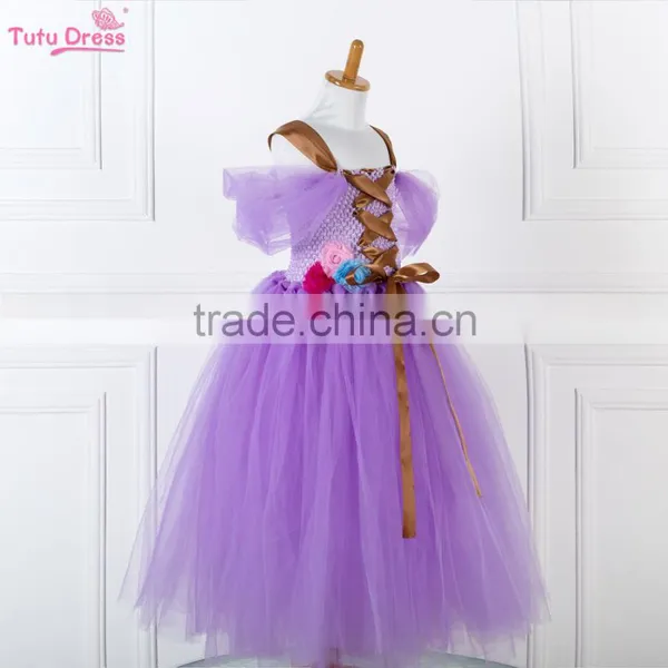 New Designed Light Tulle Dress With Band Decoration in Pure Purple photo-2