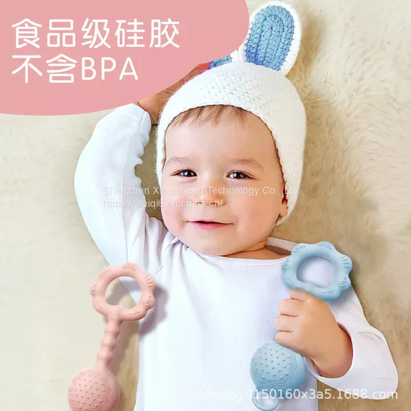 Custom Baby Teethers Wholesale Silicone Baby Rattling Teething Toys Food Grade Silicone Custom Silicone Teether photo-5