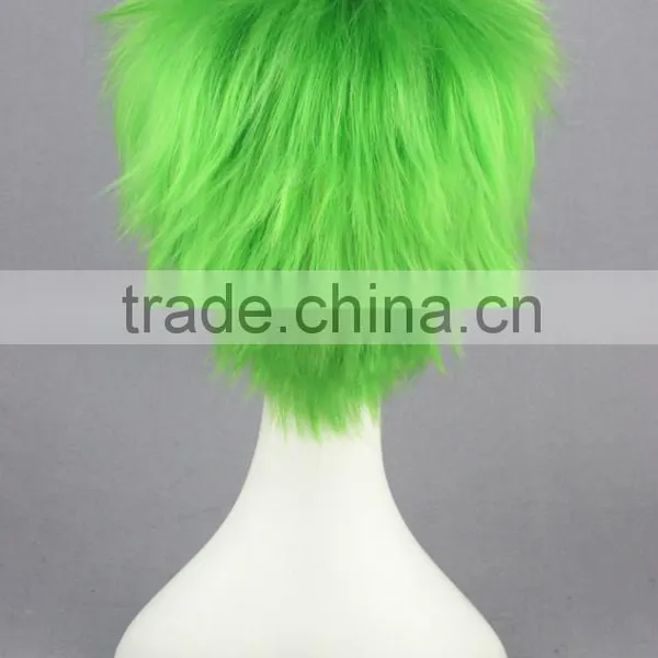 High Quality 35cm Short Straight Sabaku Kosuke Ueki Green Mixed Synthetic Anime Wig Cosplay Hair Wig Party Wig photo-4