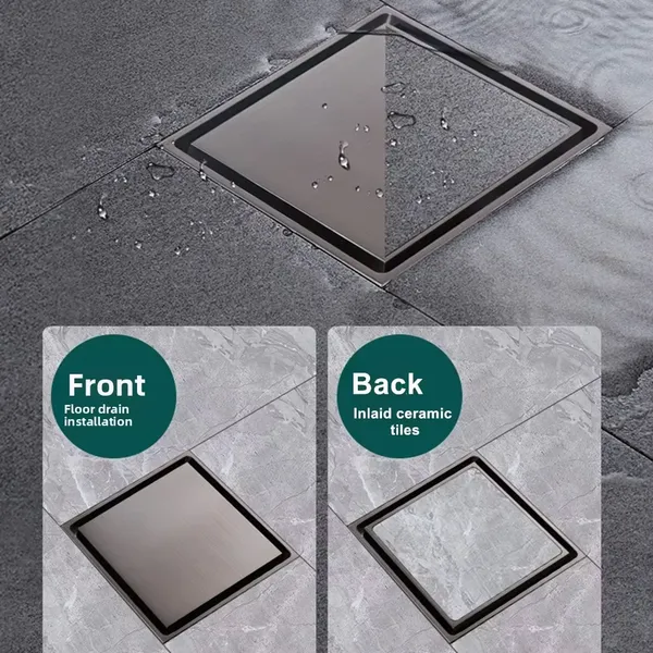 Modern 4 Inch Square Invisible Brass Shower Floor Drain Insert Anti-Odor Polished Chrome for Hotels Bathrooms Kitchens Sinks photo-4