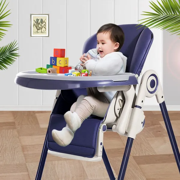 Cheap Baby High Chair PU Leather Seat Multifunction Foldable Portable Feeding Highchair Baby Dining Table With Wheels