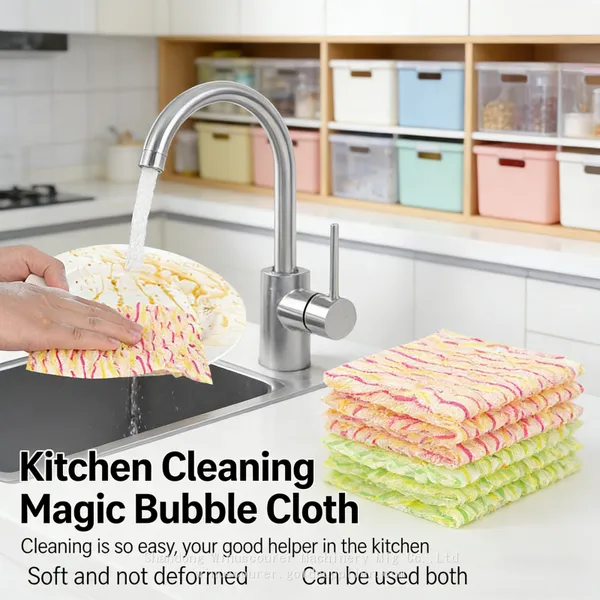 Essuie-tout de cuisine rayés multicolores, lingettes pour vaisselle absorbantes d'huile, utilisables mouillées ou sèches, linges ménagers photo-2