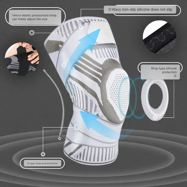 Anti-collision Sports Knee Sleeves Spring Double Straps Pressure Support Basketball, Tennis, Running photo-2
