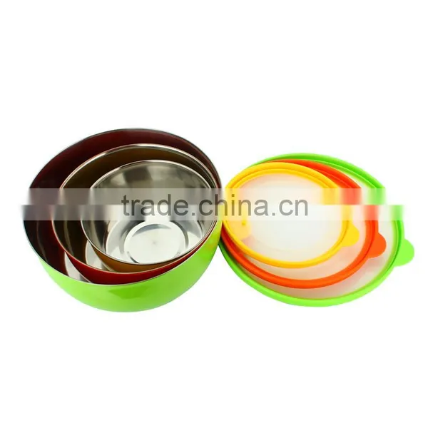 Caitang Factory Stainless Steel 3pcs Salad Bowl Set Food Serving Bowl Set With Lid photo-3