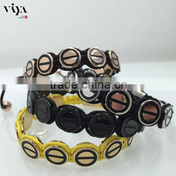 Rose Gold Plating Satinless Steel Beads Bracelet Colorful Chinese Knot Bangle Mens Bracelet photo-2