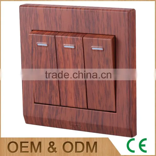 New Style Wall Mounted 16A Red Wood Zigbee Light Switches, 3 Gangs Plastic Button Quality Choice photo-2