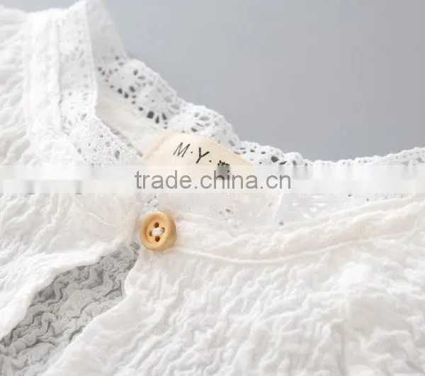 Cheap and Hot Selling Korean Style Baby Girls Tops Round Neck t Shirt Sleeveless Fold Bubble Shirts photo-6