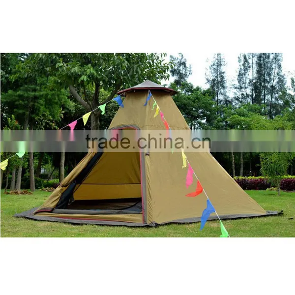 Camper Trailers Indian Double Pole Camping Layer 3 4 Person Rainproof Double Bell Tent photo-4