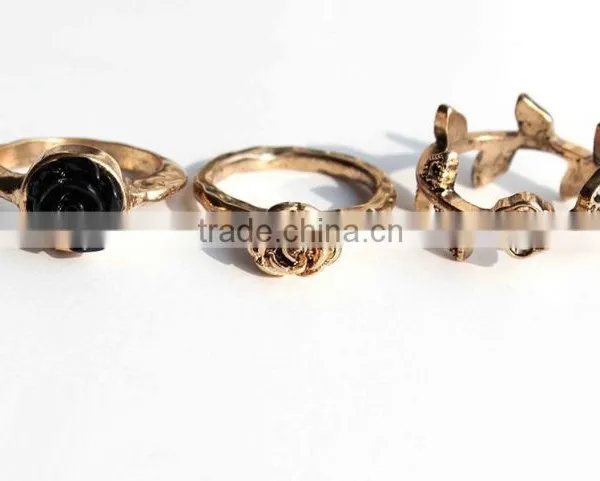 Gold Ring, Wholesale PT10080 Antique Alloy Rose Leaf Pearl Yiwu Jewelry Fashion Gold Ring