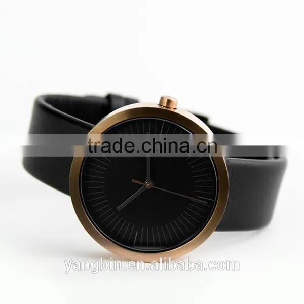 2016 Popular Cheap Price Pure Gold Genuine Leather Quartz Watch photo-3