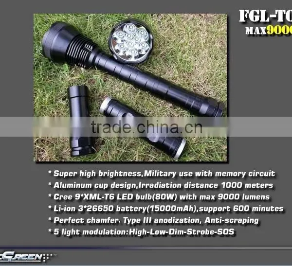 Flexgreen 80w 8000lm High Bright XML T6 9 Led Flashlight photo-3
