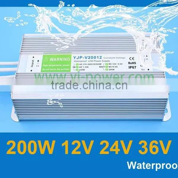 200w Led Driver 12v Waterproof YJP-V20012 RoHS,CE-EMC,CE-LVD,IP67